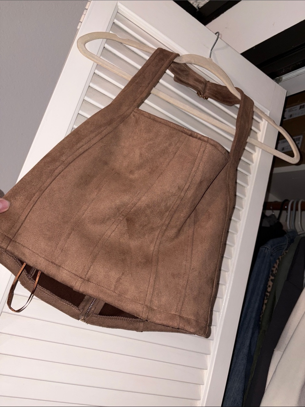 suede brown halter top